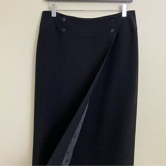 Liz Claiborne Black Maxi Wrap Skirt size 12 Capsule Wardrobe Classic Minimalist - Picture 3 of 10